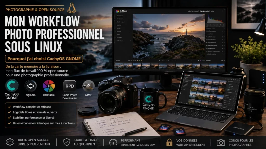 🖥️ Mon workflow photo professionnel sous Linux en 2026 : pourquoi j&rsquo;ai choisi Linux CachyOS et GNOME