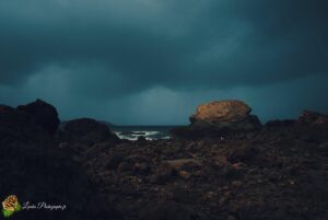Plage de Trez Rouz après le passage de la tempête Claudio